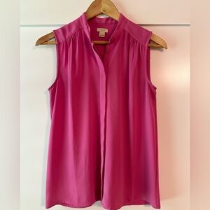 J. Crew pink button up, high neck tank, size zero.